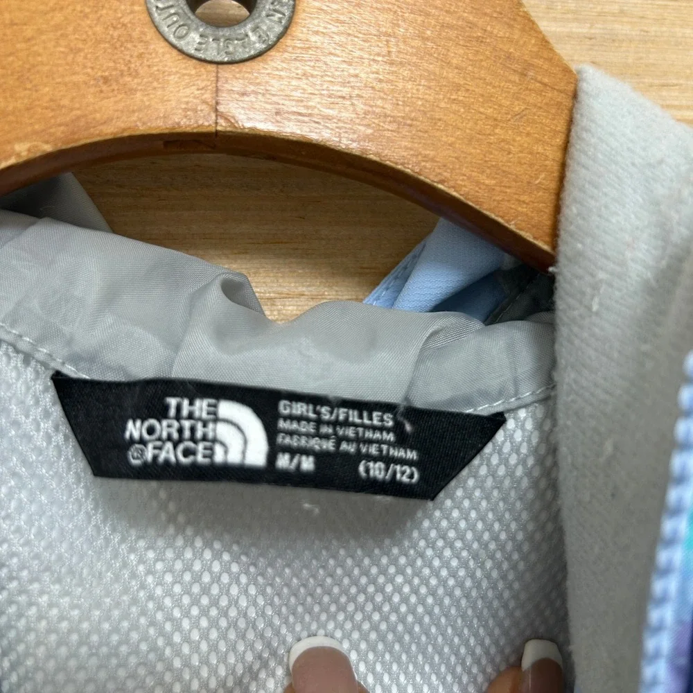 The North Face Girls DryVent Rain Jacket Blue Purple Watercolor Print M 10/12
